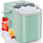 Countertop Ice Maker Machine Self-Cleaning, Fast Making 9 Ice Cubes in 6 Minutes, 26.5lbs/24Hrs, 2 Sizes Bullet Ice, Portable Ice Machine with Ice Scoop, Basket and Handle, Green