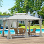 13x10 Outdoor Patio Gazebo Canopy Tent With Ventilated Double Roof And Mosquito net(Detachable Mesh Screen On All Sides),Suitable for Lawn, Garden, Backyard and Deck,BEIGE Top