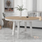 TREXM Farmhouse Round Extendable Dining Table with 16' Leaf Wood Kitchen Table (Oak Natural Wood + Antique White)