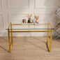 51' Modern Minimalist Rectangular Glass Dining Table for 4-6 with 0.31' Tempered Glass Tabletop and Golden Chrome Metal Legs, Writing Table Desk, for Kitchen Dining Living Room (0 damage)