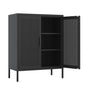 NO LOCK, Metal Storage Cabinet with 2 Doors and 2 Adjustable Shelves, Steel Storage Cabinet, Metal File Cabinet for Home Office School Gym, Black