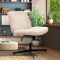 Cross Legged Office Chair, Wide Comfty Desk Chair, Fabric Vanity Home Chair No Wheels Armless Computer Task Chair, Swivel and Height Adjustable