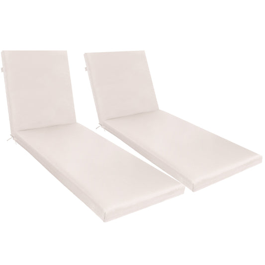 2PCS Set Outdoor Lounge Chair Cushion Replacement Patio Funiture Seat Cushion Chaise Lounge Cushion-Beige