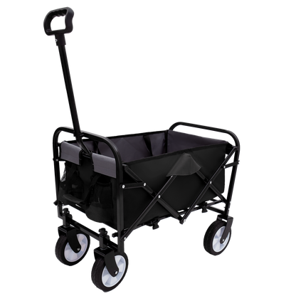 Minimeetall Strap Collapsible Foldable Wagon Cart with strapping system, Beach Wagon , Utility Cart , Utility Wagon Grocery Cart for Camping Shopping Sports Gardeing Fishing Supports 225lbs black