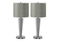 Lighting, Set Of 2, 24'h, Table Lamp, Usb Port Included, Nickel Metal, Grey Shade, Contemporary