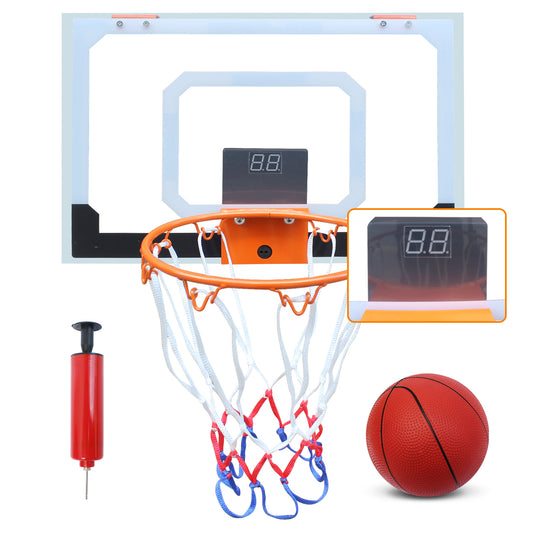 Indoor or outdoor mini basketball hoop with scoreboard, 1 ball and air pump, suitable for children aged 6-12, bedroom, pool etc., basketball hoop for boys as a gift