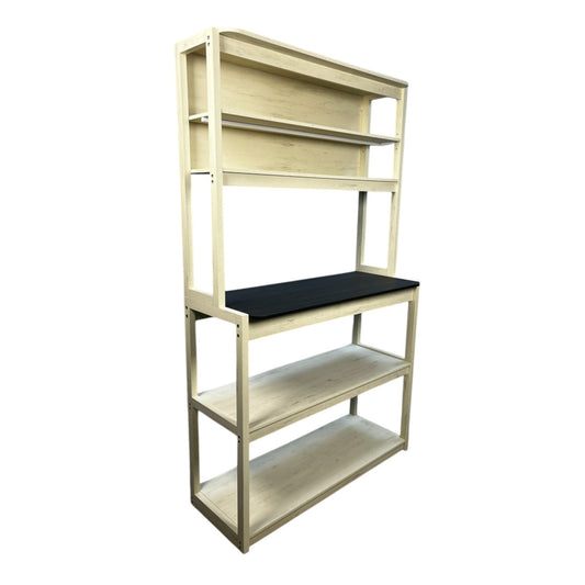 39.37' White and Black color 5-Tier Bakers Rack for Kitchen with Storage, Coffee Bar, Kitchen Shelves,  Microwave Stand