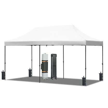 TREXM 10x20 Pop Up Canopy Tent with 6 Sidewalls, Heavy Duty Party Tent, UV and Waterproof Protection, 3 Height Adjustable Outdoor Canopy Tent with Roller Bag for Weddings, Events, and Beach, White