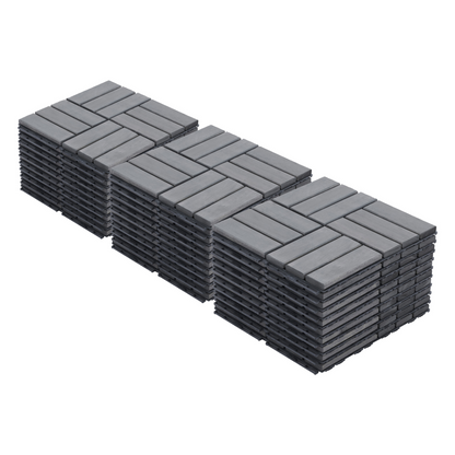 30 PCS Interlocking Deck Tiles Striped Pattern, 12' x 12' Square Light Gray Acacia Hardwood Outdoor Flooring for Patio, Bancony, Pool Side,...