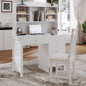 Vintage 40'' Home Executive Desk and Upholstered Chair Set with Bookshelf, Computer Desk with Four Drawers, Storage Shelf, and Chair, Ideal for Office or Study in Bedroom or Living Room,White