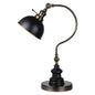 Industrial Style 1pc Table Lamp Antique Gold Circular Metal Base Curved Stem Lamp