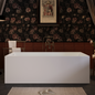 67' Freestanding Solid Surface Bathtub, Stone Resin Freestanding Bath Tub with Overflow and Pop-up Drain, Matte White 24S01-67MW