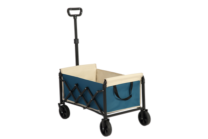 Lightweight Portable Heavy Duty Folding Beach Wagons with Wheels - Outdoor Utility Carts for Grocery, Camping, Shopping, Sports, Garden with Large Capacity - Blue