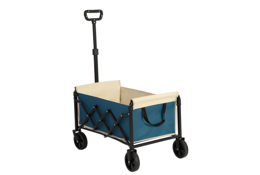 Lightweight Portable Heavy Duty Folding Beach Wagons with Wheels - Outdoor Utility Carts for Grocery, Camping, Shopping, Sports, Garden with Large Capacity - Blue
