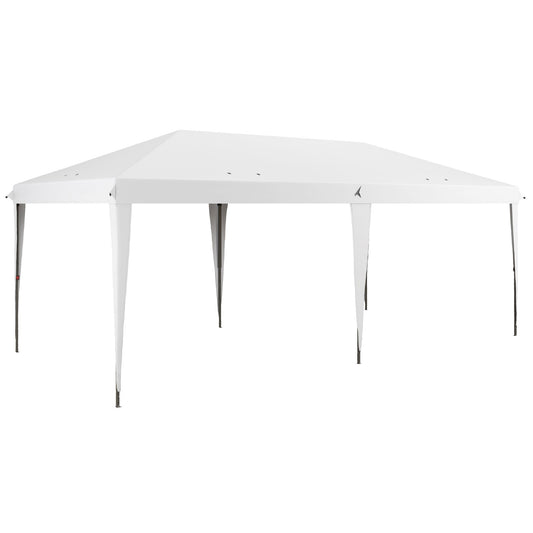 Outsunny 10' x 19.2' Pop Up Canopy Tent, Heavy Duty Tent for Parties, Outdoor Instant Gazebo Sun Shade Shelter with Carry Bag for Catering, Events, Wedding, Backyard BBQ, White