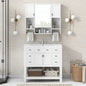 36'' Bathroom Vanity with Top Sink, Modern Mirror Cabinet with Towels Bar, Bathroom Storage Cabinet with 2 Soft Closing Doors and 6 Drawers, Single Sink Bathroom Vanity