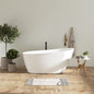59' Acrylic Freestanding Bathtub, Modern & Contemporary Design Soaking Tub with Toe-tap Drain in Chrome and Classic Slotted Overflow, Glossy White, cUPC Certified, 02141