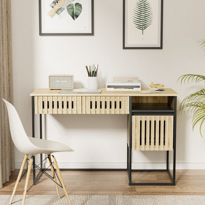 Fluted,Desk,Computer Desk,Dresser,With Drawers / Storage,Easy Assembly,Metal Frame,Modern Minimalist,Vertical stripe element