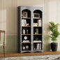 ON-TREND Free Standing 5 Tier Bookshelves, Bookcases Set of 2, Farmhouse Two-Tone Storage Cabinet with Adjustable Shelves, Modern 72'H Kitchen Pantry Cabinet for Living Room, Home Office, Grey
