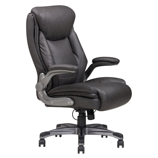 Classic Gray Bonded Leather Upholstered Office Chair with Adjustable Armrest, Height and 360 Degree Swivel, Office Room Furniture
