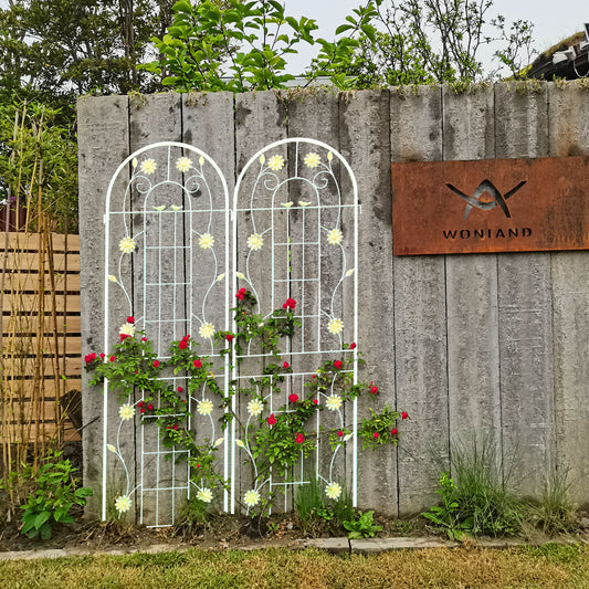 4 Pack Metal Garden Trellis 71' x 19.7' Rustproof Trellis for Climbing Plants Outdoor Flower Support Cream White