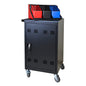 Tablet Laptop 32-bit-Plastic Device Basket Device for Mobile Charging Trolley- Includes Cable Management Dividers, Cable Clips, Storage Compartment, and Removable Doors (Black)