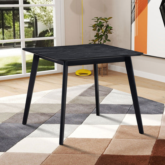 35.43 Inch Saving Place Table,Wooden Dining Table for 4 Persons,Modern Design Square Kitchen Table for Living Room,Apartment,Restaurant,Black