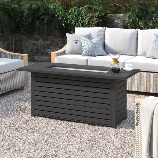 24' H x 54' W Steel Outdoor Fire Pit Table with Lid