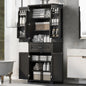 Bathroom Storage Cabinet with Doors and Drawer, Multiple Storage Space, Adjustable Shelf, Black (Old Sku:WF308204AAB)