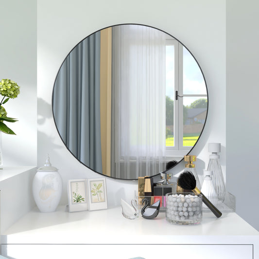 24'  Large Round Black Circular Mirror