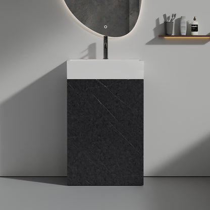 Roca 20' Black Marble Bathroom Vanity with Ceramic Sink, Freestanding Bathroom Cabinet for Modern Bathroom, KD