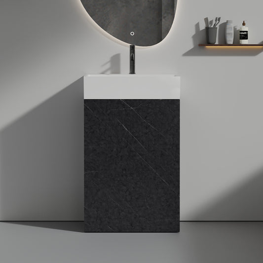 Roca 20' Black Marble Bathroom Vanity with Ceramic Sink, Freestanding Bathroom Cabinet for Modern Bathroom, KD