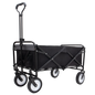 Collapsible Foldable Wagon Cart with strapping system Beach Wagon Utility Cart Utility Wagon Grocery Cart for for Camping Shopping Sports Gardeing Fishing Supports 360lbs All-Terrain Wheels black