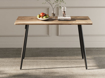 47' Modern minimalist MDF wood color dining table, black metal legs, small sized dining table, computer desk, office desk, kitchen table, for4- 6 Seat.Suitable for home & kitchen
