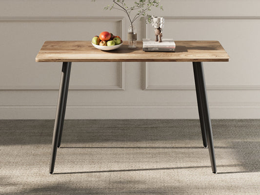 47' Modern minimalist MDF wood color dining table, black metal legs, small sized dining table, computer desk, office desk, kitchen table, for4- 6 Seat.Suitable for home & kitchen