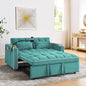 55.51 inch versatile foldable sofa bed in 3 lengths, modern sofa sofa sofa velvet pull-out bed, adjustable back and with USB port and ashtray and swivel phone stand (Green)