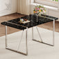 A rustic industrial rectangular MDF black dining table for 4-6 people, with a 1.5 'thick MDF desktop and electroplated metal legs, used for writing tables, kitchens, terraces, dining rooms55'*31.5*30