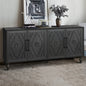 Carved Flower Door Large Storage Cabinet With Metal Handle Suitable For Living Room, Kitchen, Entryway(BLACK)