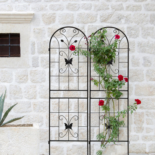 2 Pack Metal Garden Trellis 71' x 19.7' Rustproof Trellis for Climbing Plants Outdoor Flower Support Black