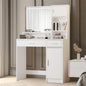 Vanity Desk with Mirror and LED Light Strip,Dressing Table with Large Drawer, 3 Level Storage Dresser & 3 Lighting Modes Adjustable Brightness, Suitable for Bedroom(white)