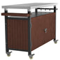 Outdoor Grill Cart with Stainless Steel Tabletop, Storage, Patio Kitchen Island with Wheels, Hooks, and Spice Rack, Waterproof Outdoor Grill Table, Movable BBQ Serving Cart Rolling Bar Cart