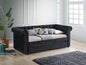 Luxurious 1pc Modern Aesthetic Beautifully Button Tufted Nailhead Trim Design Daybed Built-in pull-out Trundle Bed Living Space Guest Room Bedroom Black Twin