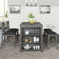 TOPMAX 5 Pieces Counter Height Rustic Farmhouse Dining Room Wooden Bar Table Set with 2 stools and 2 Chairs, Gray