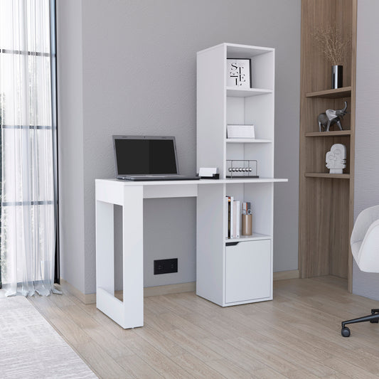 Iowa Computer Desk with 1-Cabinet and 4-Tier Bookcase