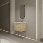 24' Wall-Mounted Bathroom Vanity whit Ceramic Sink, 2-Soft Closing Door, Oak, Plywood