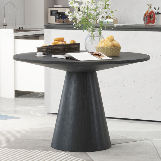 TREXM Retro Round Dining Table Minimalist Elegant Table for Living Room, Dining Room (Black)
