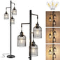 Industrial Floor Lamp for Living Room,LED Farmhouse Standing Lamp with 3 Birdcage Hanging Shade, Dimmable Tall Lamp Rustic Home Decor for Bedroom Office, Black (Bulbs Included)