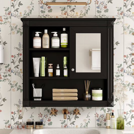 32'' Bathroom Wall Cabinet with Mirror, Wall Mounted Medicine Cabinet with 4 Shelves, Mirrored Door Over Toilet Storage Cabinet& Adjustable Shelves