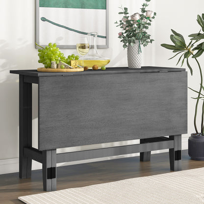 TOPMAX Farmhouse Wood Extendable Dining Table with Drop Leaf for Small Places, Gray