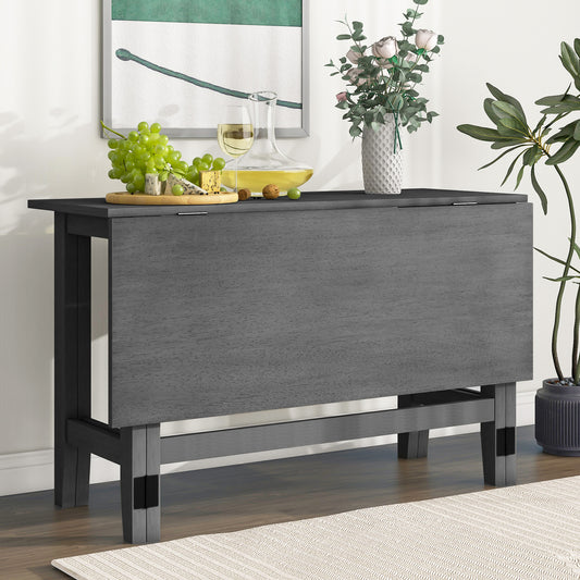 TOPMAX Farmhouse Wood Extendable Dining Table with Drop Leaf for Small Places, Gray